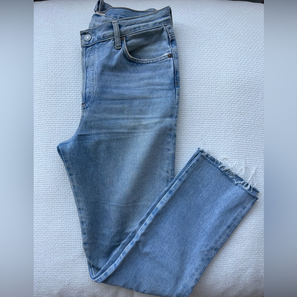 Agolde Criss Cross Waist Medium Wash Jeans - Casual Straight Fit